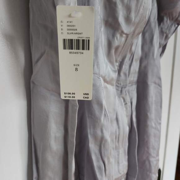 NWT Anthropologie Lace-Trimmed Dress Silver Size 8 - Picture 8 of 8